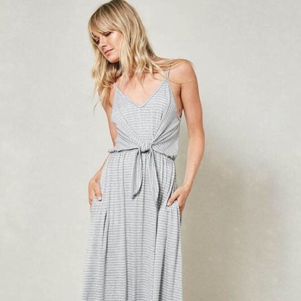 Lux Soft, Tie Waist Dress Heather Gray